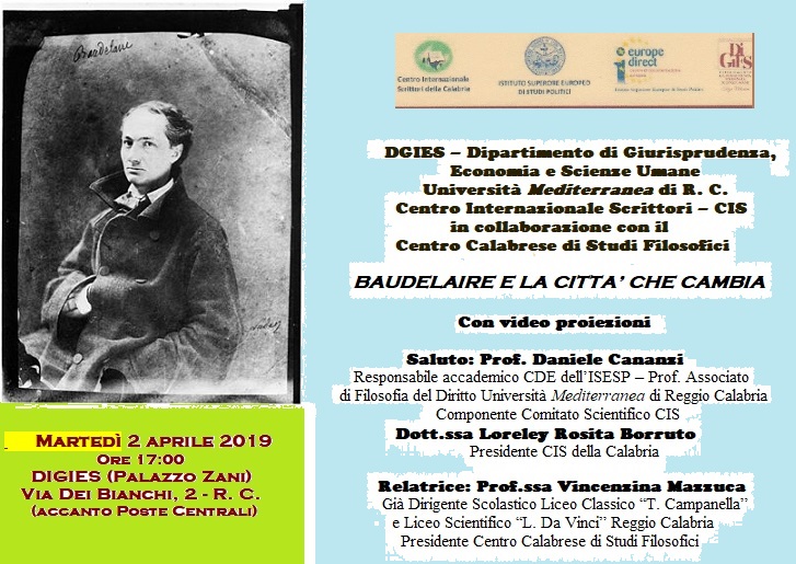 Foto manifesto C. Baudelaire la città che cambia 2 aprile 2019