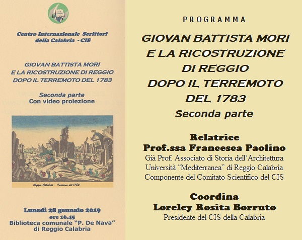 Foto manifesto Foto Giovan Battista Mori e La ricostruzione di Reggio dopo il terremoto del 1783