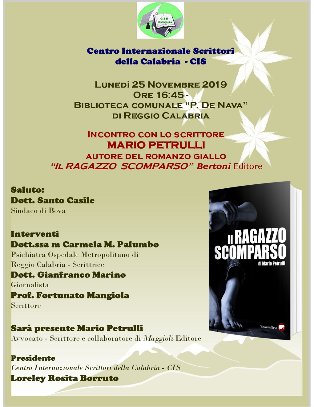 Foto manifesto Presentazione del romanzo giallo Il ragazzo scomparso